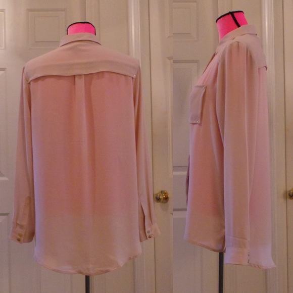 New H&M light pink shirt w/faux pockets - Picture 2 of 9